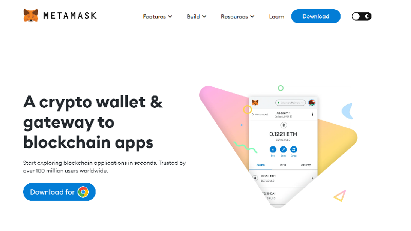 Metamask Crypto Wallet.