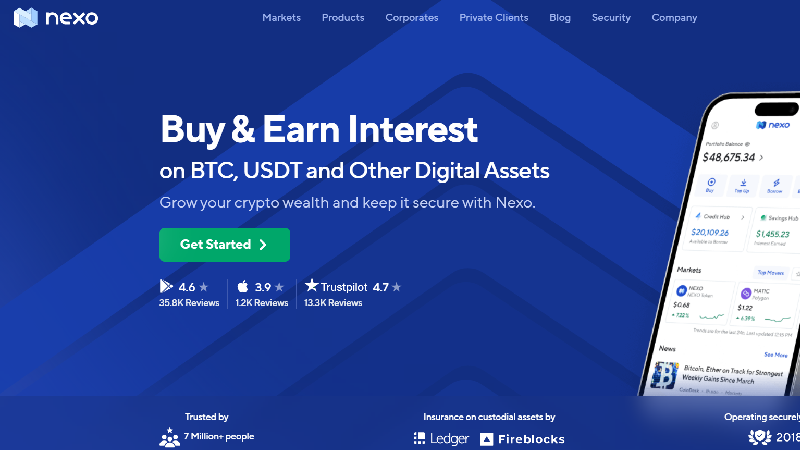 Nexo low-fee crypto exchange.