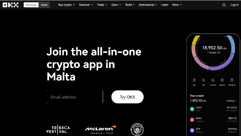 OKX Low fee crypto exchange.